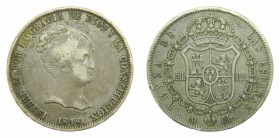 Isabel II (1833-1868). 1848 CL. 20 reales. Madrid. (AC 587). 25,74 gr. Ag. Leyenda de anverso CONSTITUCION.
mbc-
