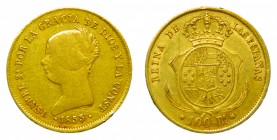 Isabel II (1833-1868). 1855. 100 reales. Sevilla. (AC 796). 8,31 gr. Au.
mbc