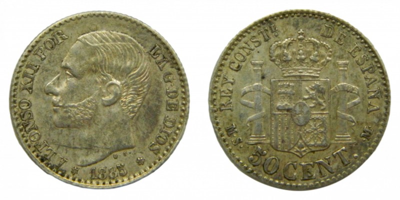 Alfonso XII (1874-1885). 1885 *8-6. MSM. 50 céntimos. Madrid. (AC 14). 2,49 gr. ...