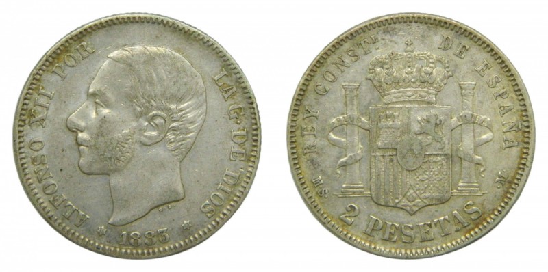Alfonso XII (1874-1885). 1883 *18-83. MSM. 2 pesetas. Madrid. (AC 33). 9,93 gr. ...