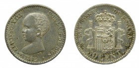Alfonso XIII (1886-1931). 1892 *9-2. PGM. 50 céntimos. Madrid. (AC 38). 2,53 gr. Ag.
mbc+