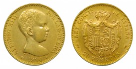 Alfonso XIII (1886-1931). 1890 *18-90. MPM. 20 pesetas. Madrid. (AC 114). 6,47 gr. Au.
mbc+