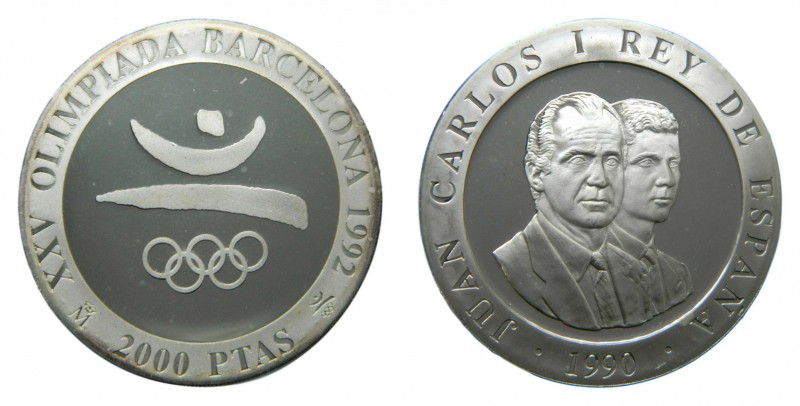 Juan Carlos I (1975-2014). 1990. 2000 pesetas. XXV Olimpiada Barcelona 1992. ERR...