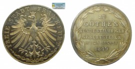 Alemania. Frankfurt. 2 Gulden. 1849. (KM#343). PCGS Genuine Cleaned - Au Detail (Goethe´s Birth).
AU