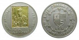Andorra. 20 diners. 1992 (KM#72). Carlo magno. 25 gr. silver 925 mls. 1,6 gr. gold 917 mls. Tirada 5000 unidades.
sc