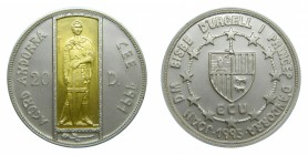 Andorra. 20 diners. 1993 (KM#90). Sant Jorge. 25 gr. silver mate 925 mls. 1,6 gr. gold 917. Tirada 5000 unidades.
sc