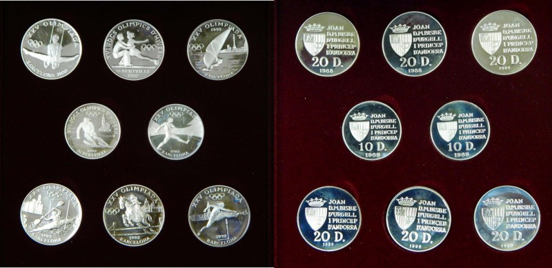 Andorra. Set 8 monedas Olimpiadas 1992 plata. 6 x 20 diners 2 x 10 diners. (KM#4...