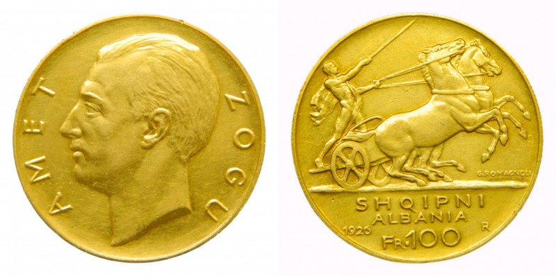 Albania. 100 Franga Ari. 1926 (km#11.1). Zog I. Sin estrella. 32,21 gr. Au.
mbc