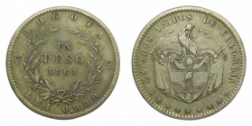 Colombia. Un peso. 1864. (KM#139.1). Bogotá. 24,57 gr. Ag.
bc+
