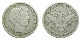 Estados Unidos. 1/2 Dólar. 1906. (KM#116). Barber Half Dollar.
bc
