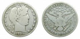 Estados Unidos. 1/2 Dólar. 1909. (KM#116). Barber Half Dollar.
bc
