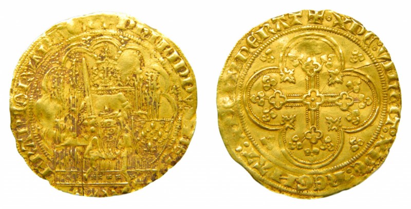 Francia. Felipe VI. (1328-1350). Ecu a la Chaise. (Dup. 249). 4,48 gr. Au. Escas...