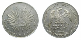 México. 8 Reales. 1895 RS. Guanajuato. (KM#377.8). 27 gr. Ag.
mbc+