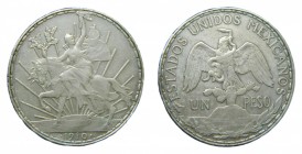 México. Un peso. 1910. (KM#453). 27,03 gr. Ag. Caballo.
bc+