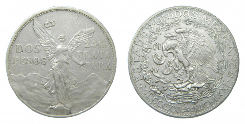 México. 2 pesos. 1921. (KM#462). 26,57 gr. Ag. Centenario de la Independencia. G...