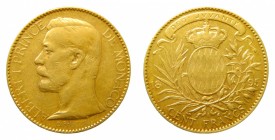 Mónaco. 100 Francs. 1895 A. París. (KM#105). Albert I Prince. 32.19 gr. Au.
mbc