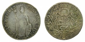 Perú. 8 reales. 1838 MB. (KM#155). 27,07 gr. Ag. North Peru.
mbc
