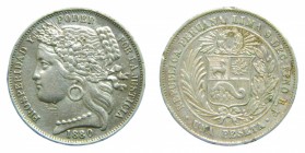 Perú. 1 peseta. 1880 BF. Lima. (KM#200.1). 5,03 gr. Ag.
mbc