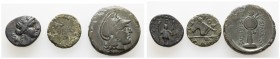 Griechen Thracia
Rhoemetalkes I. 11 v.u.Z. - 12 u.Z. Æ dazu ein AE unter Lysimachos (323 - 281 v.u.Z.), sowie eine weitere unbestimmte Bronze, insges...