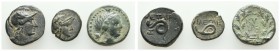 Griechen Mysia
Pergamon Æ Kleinlot griechischer Bronzen, 2 x Pergamon, 1 x Kyzikos, insgesamt 3 Exemplare, unterschiedliche Erhaltung BMC 76 f.