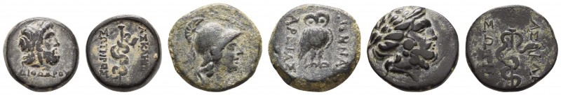 Griechen Mysia
Pergamon Æ 2. - 1. Jhdt. v.u.Z. 3 Bronzen im Kleinkonvolut, davo...