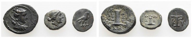 Griechen Aiolis
Kyme Æ Kleinlot griechischer Bronzen, 3 Exemplare, unterschiedl...