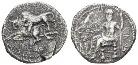 Griechen Cilicia
Tarsos AR Didrachme 361-334 v.u.Z. Av.: Baaltars nach links sitzt mit Adler und Langzepter, Rv.: Löwe nach links, schlägt Stier, das...