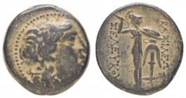 Griechen Syria
Seleukos I. Nikator, 312-280 v.u.Z. Æ Av.: Belorbeerter Apollonkopf nach rechts, dezentriert, Rv.: Athena nach rechts stehend, mit erh...