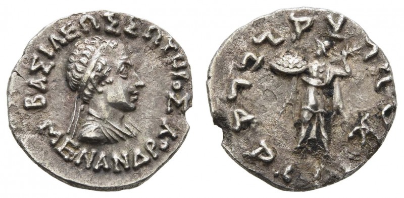 Griechen Bactria
Menander I. Soter ,165/155-130 v.u.Z. AR Drachme 165-155 v.u.Z...