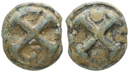 Römer Republik
Anonym Æ Quincunx 217-212 v.u.Z. Luceria Av.: beidseitig Kreuz, auf einer Seite ein archaisches L in einem Winkel und Wertkugeln im ge...