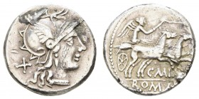 Römer Republik
C. Maianius, 153 v.u.Z. AR Denar Rom Av.: Romakopf, Rv.: Victoria in Biga Cr. 203 Sear 427 2.92 g. ss