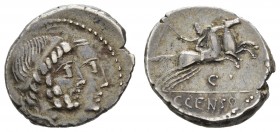 Römer Republik
C. Marcius Censorinus, 88 v.u.Z. AR Denar Av.: Gestaffelte Köpfe des Numa Pompilius mit Bart und des Ancus Marcius nach rechts, Rv.: C...