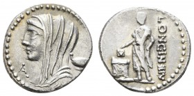 Römer Republik
L. Cassius Longinus, 63 v.u.Z. AR Denar 63 v.u.Z. Rom Av.: verschleierte Büste der Vesta mit Diadem links, dahinter Schale (cylix), da...