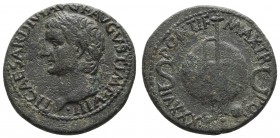 Römer Kaiserzeit
Tiberius, 14-37 u.Z. Æ As 34-35 Rom Av.: TI CAESAR DIVI AVG F AVGVST IMP VIII ·, Kopf mit Lorbeerkranz nach links, Rv.: PONTIF· - MA...