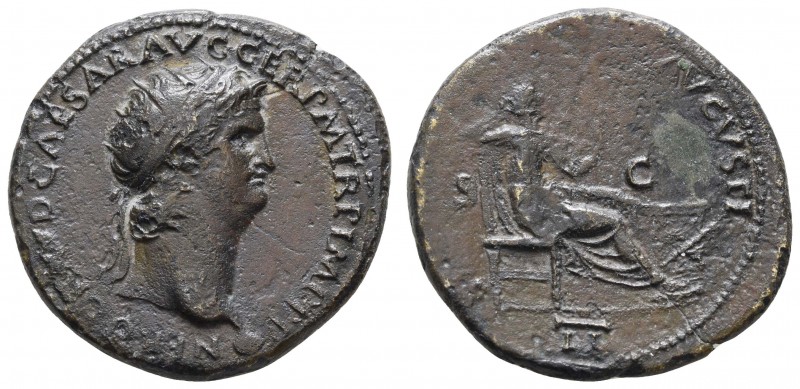 Römer Kaiserzeit
Nero, 54-68 Æ Dupondius 64 Lugdunum Av.: NERO CLAVD CAESAR AVG...