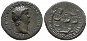 Römer Kaiserzeit
Nero, 54-68 Æ Sesterz um 64 Rom bel. Kopf r., Hafen von Ostia aus der Vogelperspektive, gut zentiertes Exemplar mit tiefgrüner Patin...