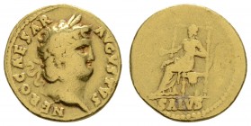 Römer Kaiserzeit
Nero, 54-68 AV Aureus 64-66 Rom Av.: NERO CAESAR - AVGVSTVS, belorbeertes Haupt nach rechts, Rv.: Salus thront mit Patera in der Rec...
