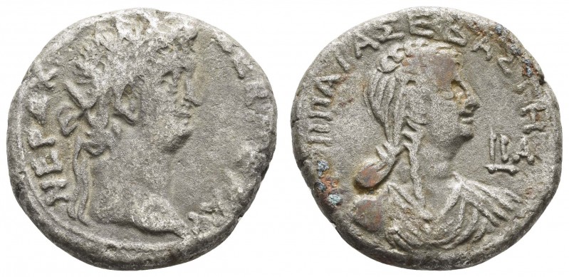 Römer Kaiserzeit
Nero, 54-68 Billon-Tetradrachme 64-65 Alexandria Av.: Kopf des...