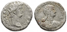 Römer Kaiserzeit
Nero, 54-68 Billon-Tetradrachme 64-65 Alexandria Av.: Kopf des Nero mit Strahlenkrone nach rechts, Rv.: Kopf der Poppaea nach rechts...