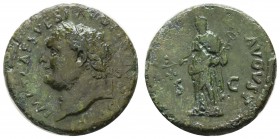 Römer Kaiserzeit
Titus 79-81 Æ As Rom Av.: IMP T CAES VESP AVG PM TR P COS VIII, Kopf mit Lorbeerkranz nach links, Rv.: PAX AVGVST / S - C, Pax steht...