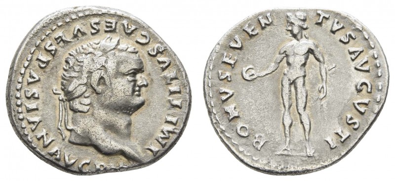 Römer Kaiserzeit
Titus 79-81 AR Denar 79-80 Rom Av.: IMP TITVS CAES VESPASIAN A...