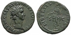 Römer Kaiserzeit
Nerva 96-98 Æ Dupondius 1-9.97 Rom Av.: Kopf mit Strahlenkrone nach rechts, IMP NERVA CAES AVG P M TR P COS III P P, Rv.: LIBERTAS -...