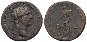 Römer Kaiserzeit
Trajanus, 98-117 Æ Sesterz 104-107 Rom Av.: IMP CAES NERVAE TRAIANO AVG GER DAC P M TR P COS V P P, Belorbeerte Büste nach rechts, R...
