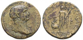 Römer Kaiserzeit
Trajanus, 98-117 Æ Sesterz 111 Rom auf die Annexion des Nabatäerreiches 106, Av.: drapierte Büste mit Lorbeerkranz nach rechts, IMP ...