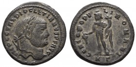 Römer Kaiserzeit
Diocletianus, 284-305 Æ Follis Rv.: Genio Populi Romani, leichte Silbersudreste 8.57 g. ss+