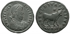 Römer Kaiserzeit
Julianus II. Apostata, 355-363 Æ Doppelmaiorina 361-363 Constantinopolis Av.: D N FL CL IVLI - ANVS P F AVG, Büste mit Perldiadem, P...