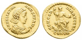 Römer Kaiserzeit
Valentinianus II, 375-392 AV Solidus 378-383 Constantinopolis Av.: D N VALENTINI - ANVS P F AVG, drapierte Büste mit Diadem nach rec...