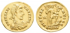 Römer Kaiserzeit
Arcadius, 383-408 AV Solidus 395-402 Mediolanum (Mailand) Av.: D N ARCADI - VS P F AVG, Büste mit Perlendiadem, Drapierung und Küras...