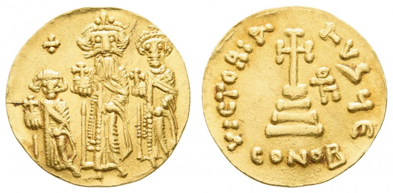 Byzanz
Heraclius mit Heraclius Constantinus und Heraclonas, 610-641 AV Solidus ...