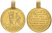 bis 1799 Augsburg
Stadt Goldmedaille zu 2 Dukaten o. J. (um 1700) Auf die Kinderzucht, Stempel von Philipp Heinrich Müller (unsigniert), Av.: Tobias ...